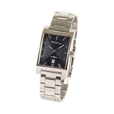 Men's dark blue textured dial stainless steel bracelet watch s774